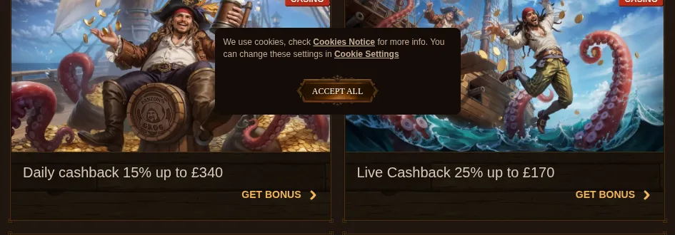 FatPirate daily and live-casino cashback promotions